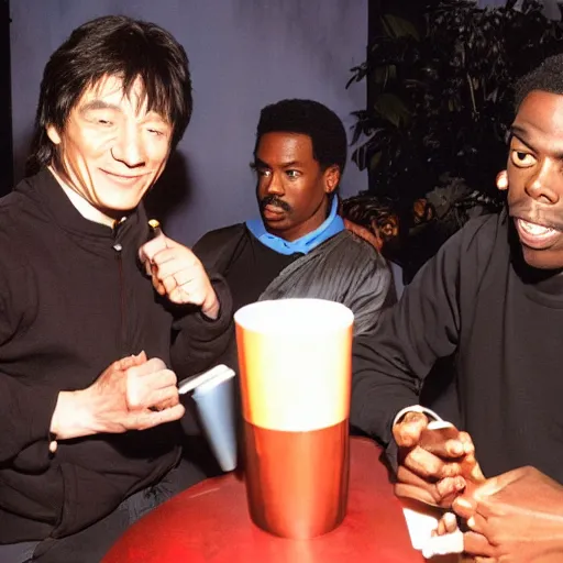 Prompt: jackie chan smoking weed with chris rock