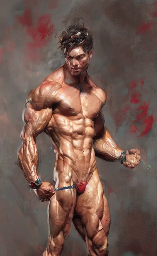 Image similar to muscular chad by daniel gerhartz, trending on art station