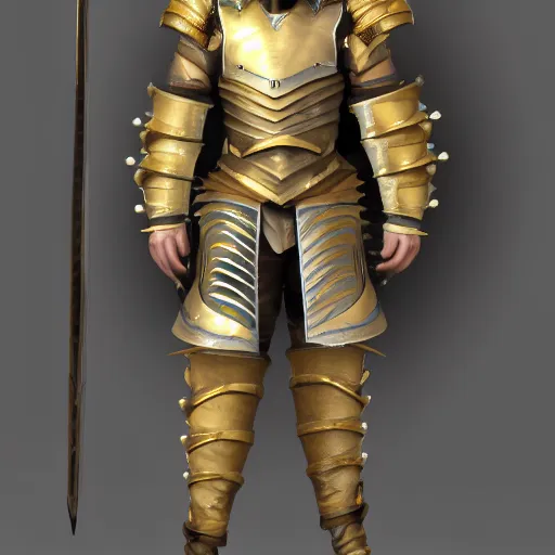 Image similar to Golden dragon born fighter wearing plate armor