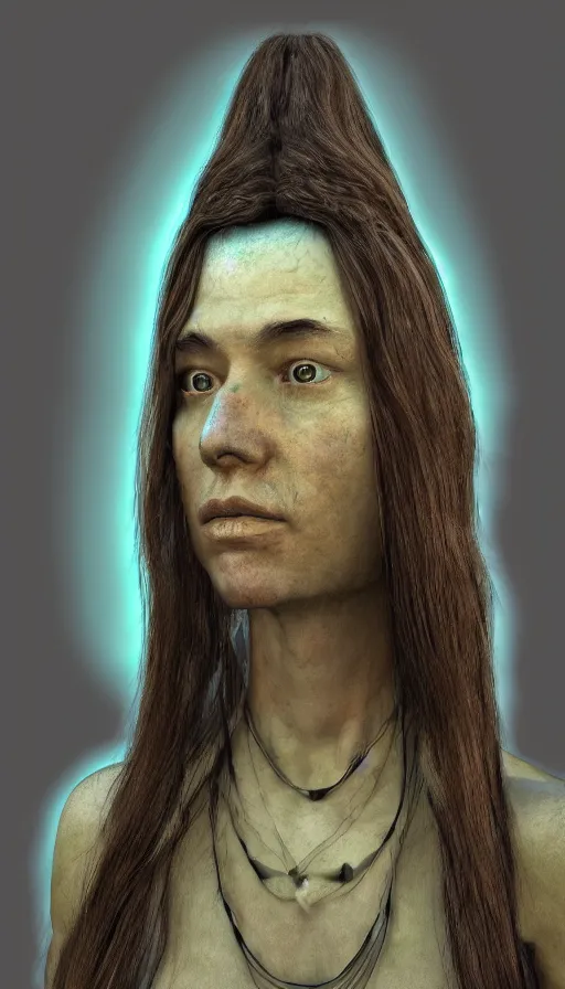 Image similar to portrait of a digital shaman, with 3 d render