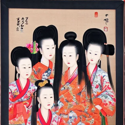 Prompt: chinese style portrait of ladies