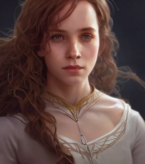 Image similar to ultra realistic illustration, hermione granger from the chamber of secrets, intricate, elegant, highly detailed, digital painting, artstation, concept art, smooth, sharp focus, illustration, art by artgerm and greg rutkowski and alphonse mucha