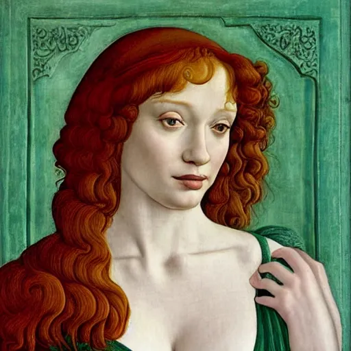 Prompt: christina hendricks by botticelli,