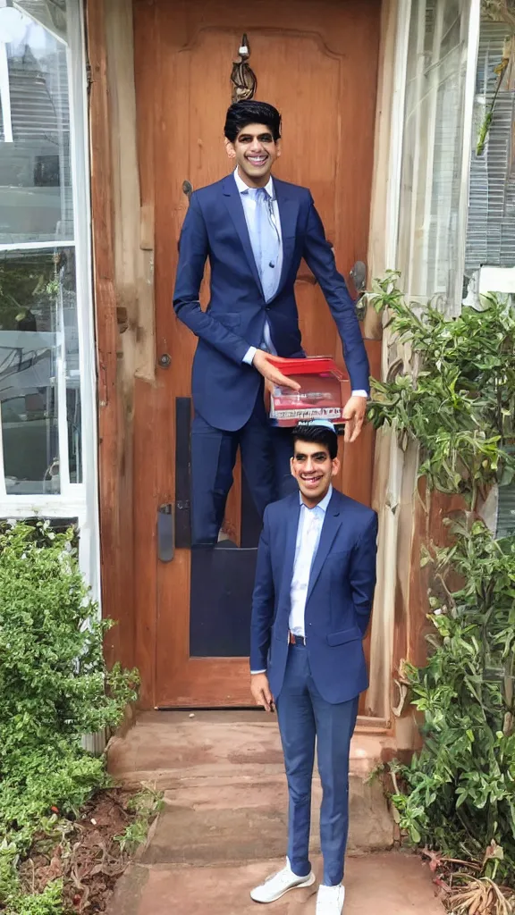 Image similar to rishi sunak as a slimy door to door salesman