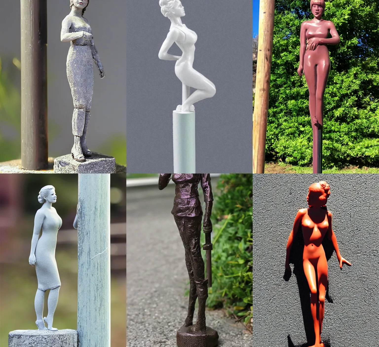 Prompt: Image on the store website, eBay, 80mm resin figure model of a beautiful lady ,Standing next to a utility pole.