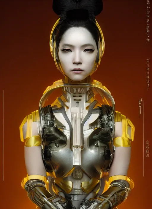 Image similar to portrait of a futuristic geisha cyborg, kintsugi, modern fine art, fractal, intricate, elegant, highly detailed, digital photography, subsurface scattering, by jheronimus bosch and we andersom and greg rutkowski,