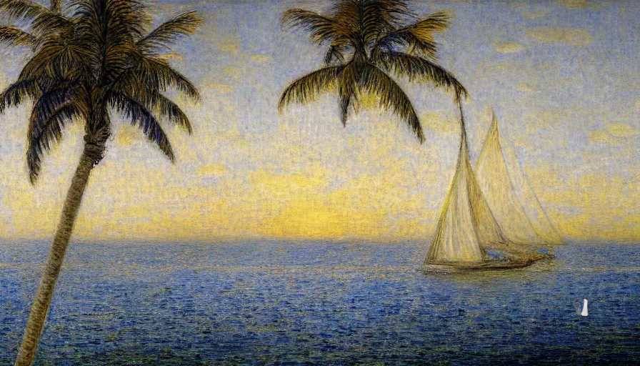 Prompt: a ultradetailed beautiful painting of the night sky of the great amazonas river golden white palace balustrade designed by jules bastien - lepage, tarsila do amaral, frank weston and gustave baumann, beach, trending on artstation, mediterranean, palm trees, sharp focus, sail boats, soft light, 8 k 4 k