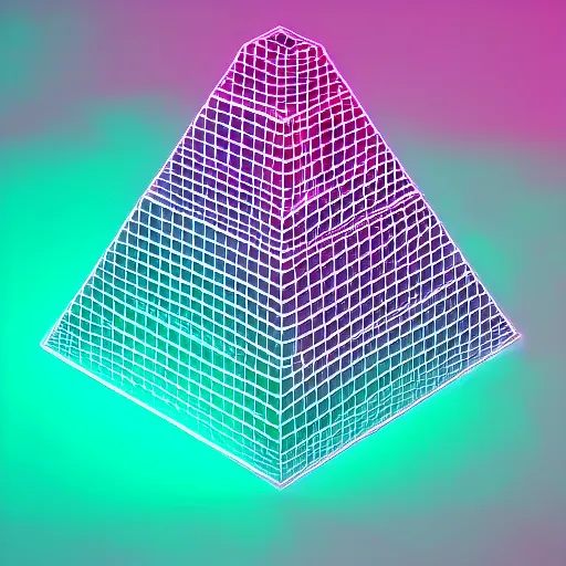 Image similar to neon wireframe 3 d pyramid vaporwave style