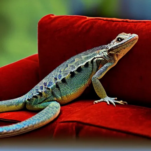 anthro lizard sitting on a couch, National Geographic Stable