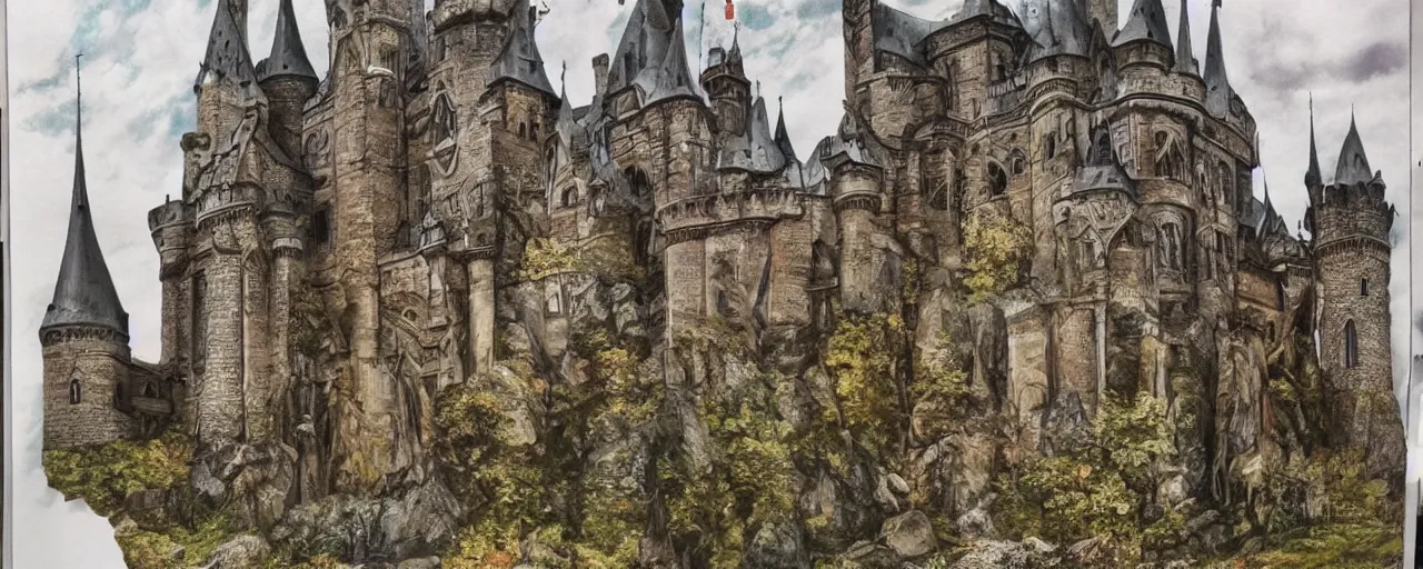 Image similar to hyperrealistic phto of the unseelie court gothic castle