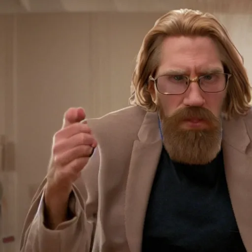 Image similar to Live Action Still of Jerma985 in The Big Lebowski, real life, hyperrealistic, ultra realistic, realistic, highly detailed, epic, HD quality, 8k resolution, body and headshot, film still