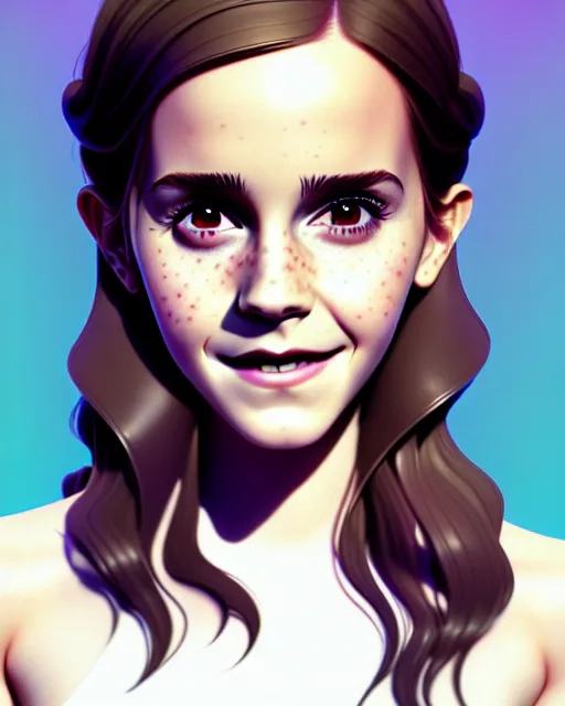 Image similar to beautiful full body Emma Watson smiling illustration by lois van baarle and loish and ross tran and rossdraws and sam yang and samdoesarts and artgerm and Cecil Beaton, Lee Miller, Irving Penn, David Bailey, 3D unreal 5, DAZ, hyperrealistic, octane render, cgsociety, Photolab, Lightroom, 4K, Dolby Vision, Photography Award