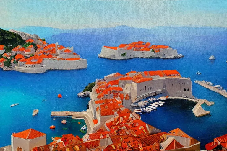 Prompt: dubrovnik, oil painting, oil in canvas, brushstrokes