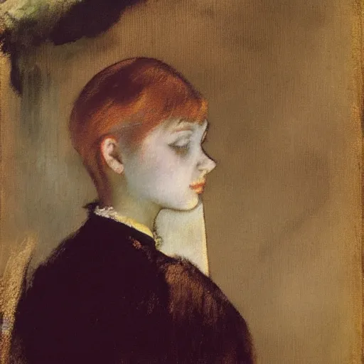 Prompt: Edgar Degas painting of a young beautiful