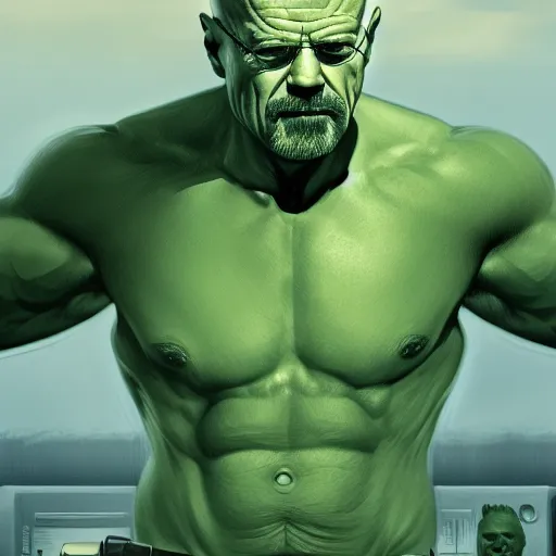 Image similar to Walter White is The Hulk, hyperdetailed, artstation, cgsociety, 8k