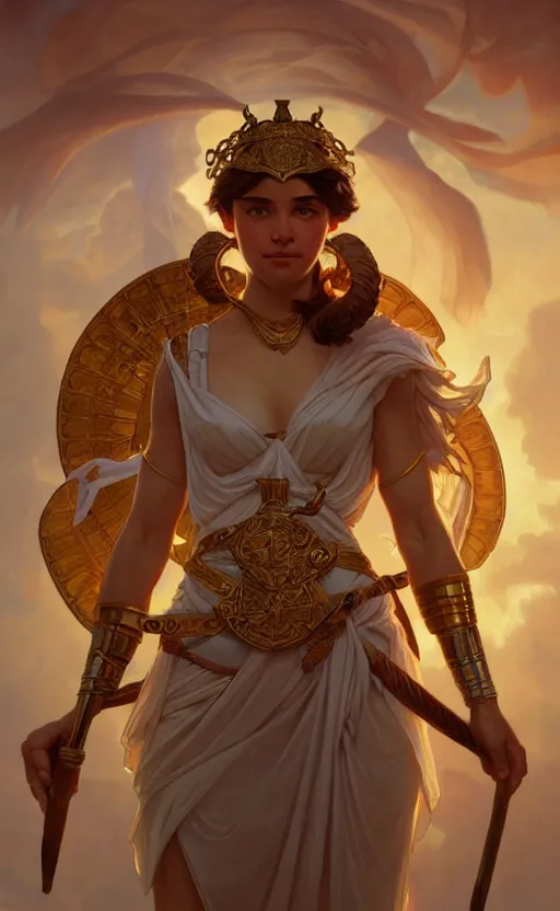 Image similar to ! dream the goddess athena, greek mythology, intricate, upper body, highly detailed, digital painting, artstation, concept art, sharp focus, cinematic lighting, illustration, art by artgerm and greg rutkowski, alphonse mucha, cgsociety