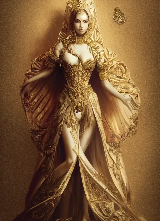 Image similar to hyper realistic photo of baroque oriental luxury fashion queen ghost full body, symmetric, rule of thirds, cinematic, artstation, cgsociety, greg rutkowski, james gurney brom