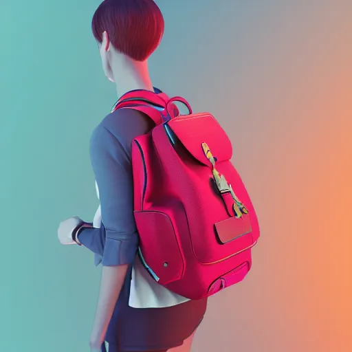 Prompt: a modernn backpack in strawberry fruit shape, digital art, artgem, octane render, artstation, hasselblad photo, 4 k resolution, fashion design, product photo, product design, colorful background, strawberry