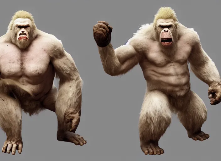 Prompt: extremely scary angry old tough rough looking albino warrior gorilla. scars, scary, gruffness, interesting 3 d character concept by square enix, in the style of league of legends, hyper detailed, cinematic, final fantasy, character concept, ray tracing, fur details, maya, c 4 d, artstation