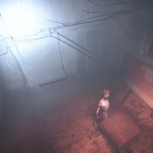 Image similar to playstation 5 screenshot of silent hill, overhead view, gorgeous, clear view