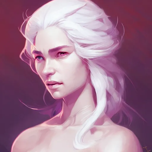 Image similar to a beautiful portrait of daenarys targaryen, concept art by pete mohrbacher and guweiz and ilya kuvshinov, digital art, highly detailed, intricate, sharp focus, trending on artstation hq, deviantart, unreal engine 5, 4 k uhd image