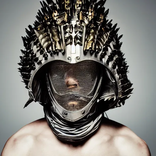 Image similar to a portrait of a beautiful young male wearing an alexander mcqueen armor made of smoke , photographed by andrew thomas huang, artistic