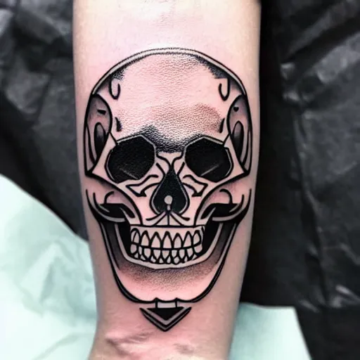 Image similar to tattoo design, stencil, tattoo stencil, traditional, a world famous tattoo of a geometric skull