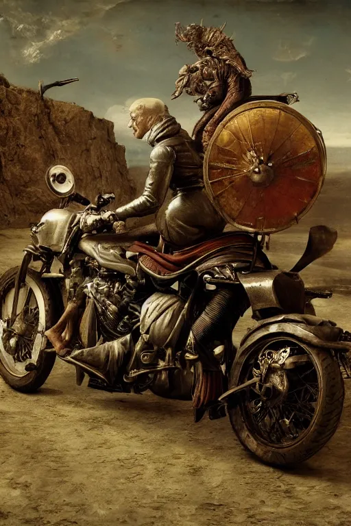 Image similar to full color hd photo of a motorcycle, octane render 4 k, by hieronymus bosch, joel peter witkin, annie liebovitz. gustave dore, hr giger, zdzisław beksinski, epic, artstation, cgisociety, weta, disney