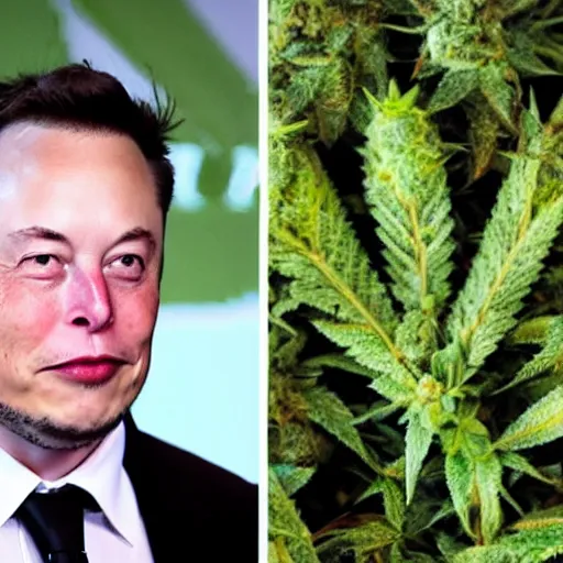 Prompt: elon musk using weed