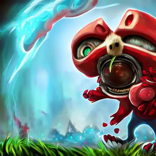 Image similar to ziggs from league of legends as a dog, digital art