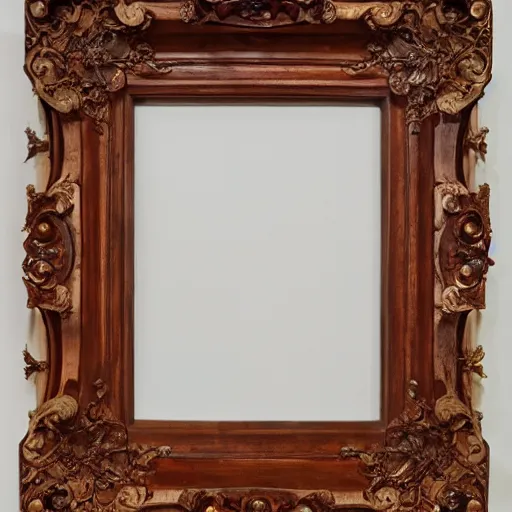 Prompt: a wood frame absurdly ornated