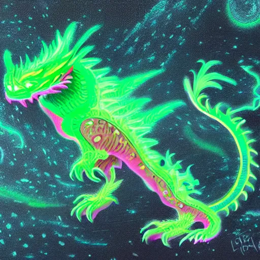 Image similar to visible environment soon, the 8 k, neon green, luxury, dramatic lighting, old man fell cosmic dragon korgi, photorealistic digital painting