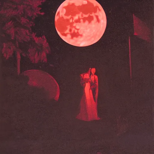 Prompt: betrayal of lovers under a red moon