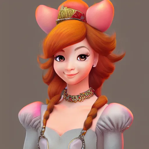 Prompt: a portrait of princess Peach, concept art, trending on artstation 3D.