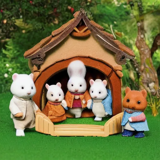 Image similar to lord of the rings calico critters in the shire