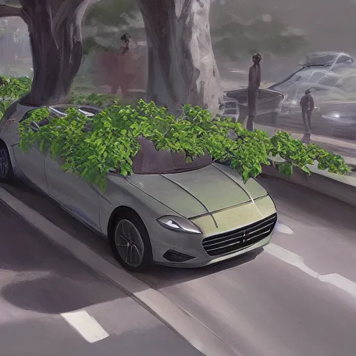 Image similar to a car overrun with vines, heonhwa choe, realistic, artstation
