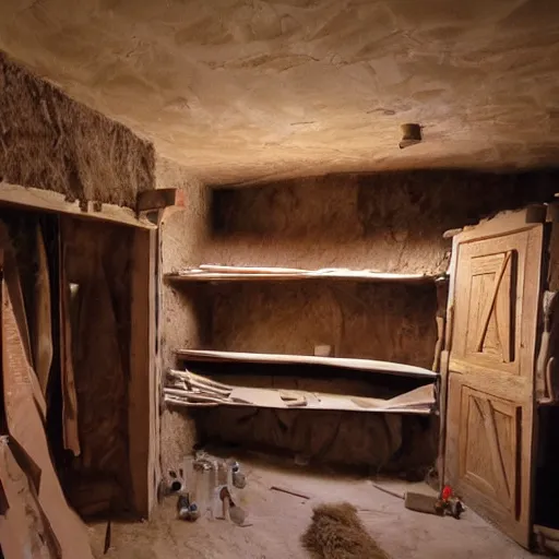 Image similar to Caveman backrooms
