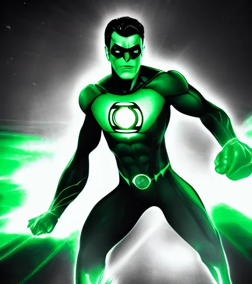 Prompt: green lantern in pain and anger deep dark backlit night technoir cinematic monochromatic portrait photo by Leica Zeiss using force in detailed depth of field lens flare mcu style trending on artstation Flickr realistic hd by Kubrick and lucas