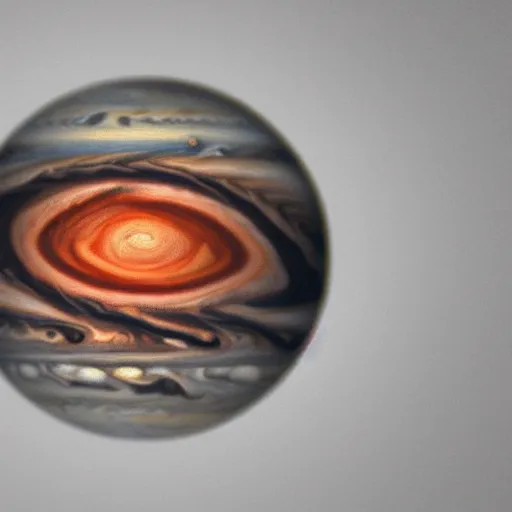 Image similar to jupiter as a bloody eyeball, rule of thirds, hyper sharp, photorealism, 8 k, ultra detailed.