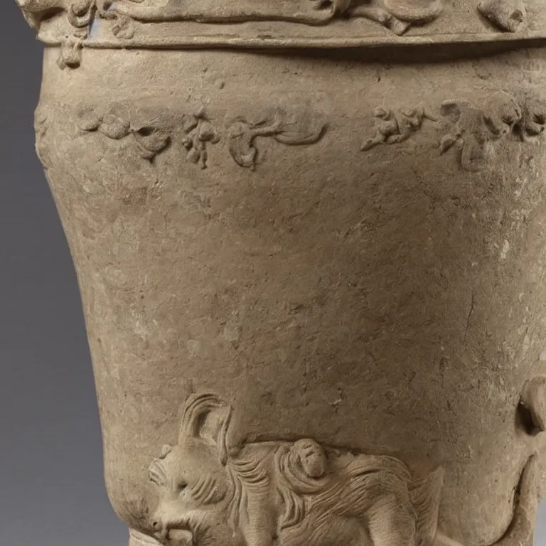 Prompt: ancient greek urn depicting a shiba inu god