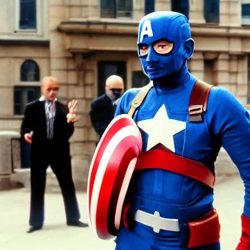 Prompt: Mr Bean as Captain America