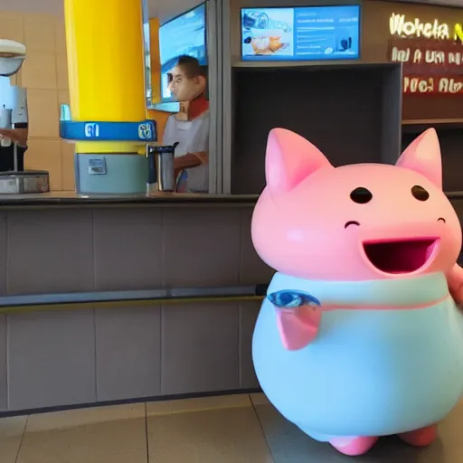 Prompt: a wobbuffet working at mcdonalds