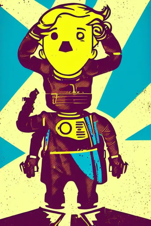 Image similar to fallout 7 6 retro futurist illustration art by butcher billy, sticker, colorful, illustration, highly detailed, simple, smooth and clean vector curves, no jagged lines, vector art, smooth andy warhol style