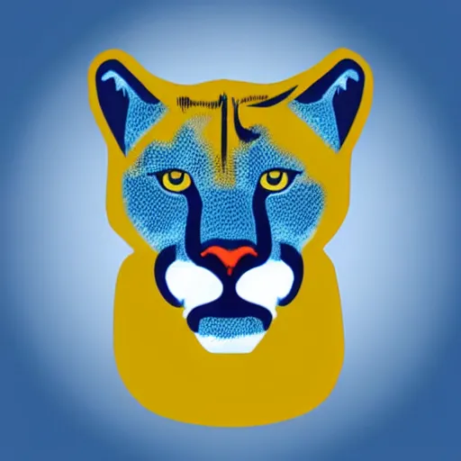 Image similar to blue and yellow icon of a cougar