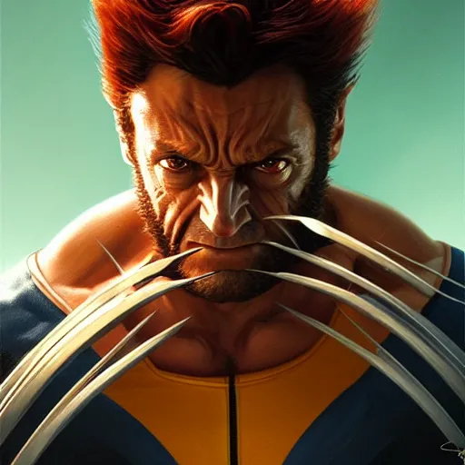 Image similar to very detailed masterpiece painting of wolverine from x - men : the animated series ( 1 9 9 2 ), portrait, artstation, concept art by greg rutkowski