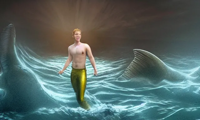 Image similar to mark zuckerberg as a mermaid ruling the ocean, photorealistic, cinematic lighting, highly detailed, extremely realistic