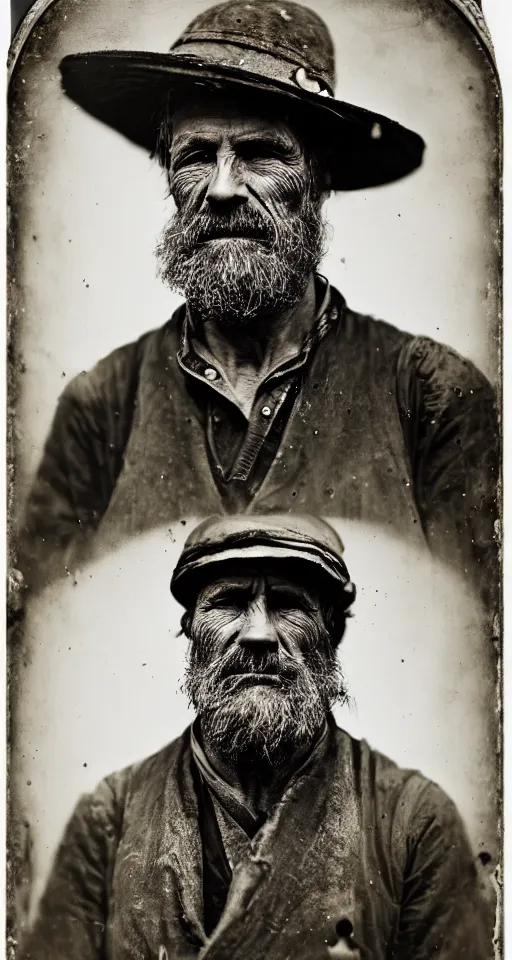 Prompt: a highly detailed digital collodion photograph, a portrait of a shipwright