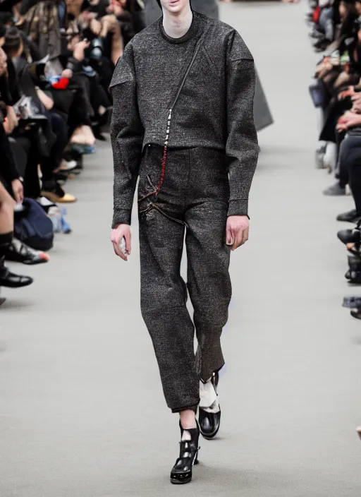 Image similar to hyperrealistic and heavy detailed balenciaga runway show of slender man, leica sl 2 5 0 mm, vivid color, high quality, high textured, real life