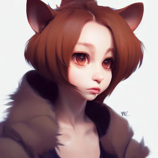 Image similar to character design portrait of an anthropomorphic furry rat girl with rat ears and a tail, 4 k, concept art, by wlop, ilya kuvshinov, artgerm, krenz cushart, pixiv.