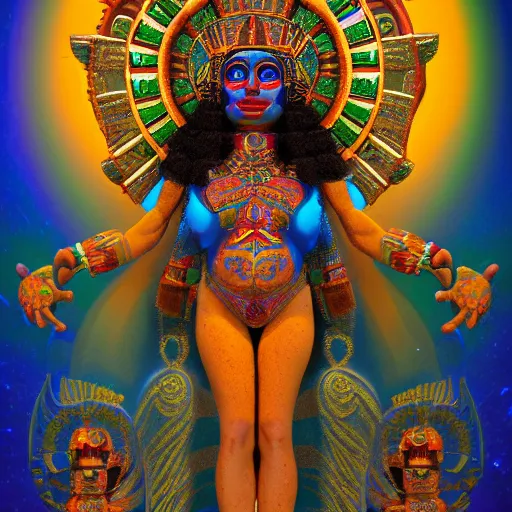 Prompt: Full body photo of the most beautiful mayan goddess, in the style of Peter Mohmacher and Mati Klarwein, trending on Artstation, digital art, symmetrical artwork, cinematic, hyper realism, high detail, octane render, 4k, 8k